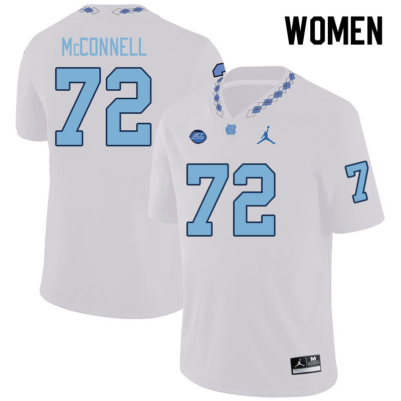 Women #72 Nolan McConnell North Carolina Tar Heels College Football Jerseys Stitched-White